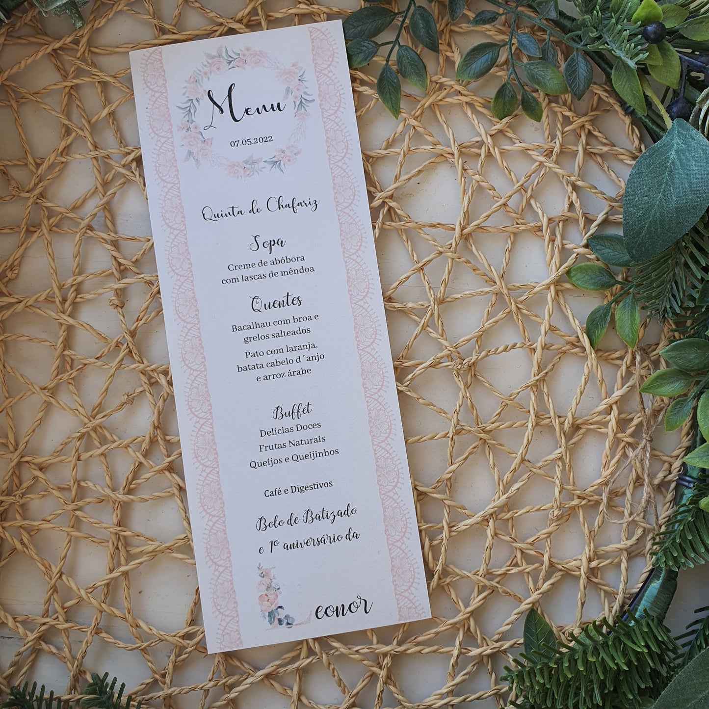 Ementa de Batizado Flores da Ritinha