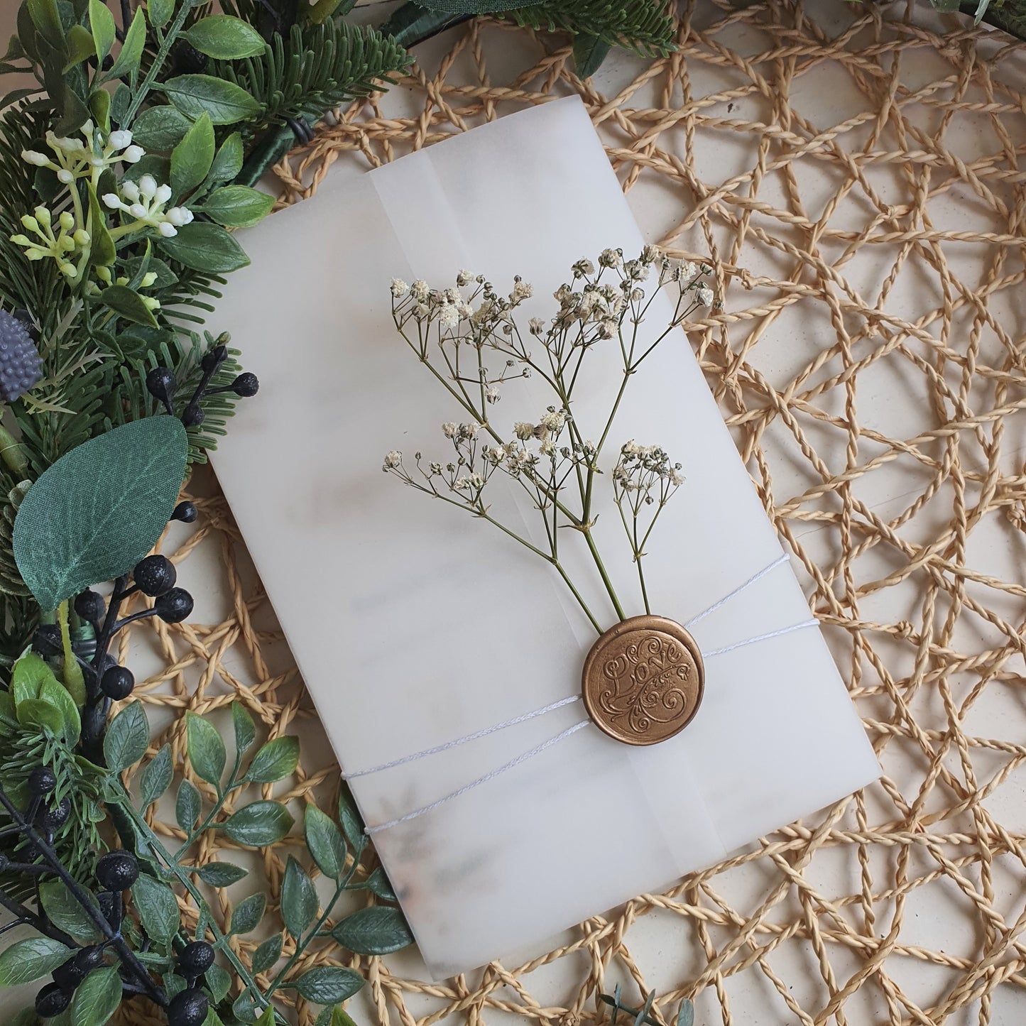 Convite de casamento natureza monograma