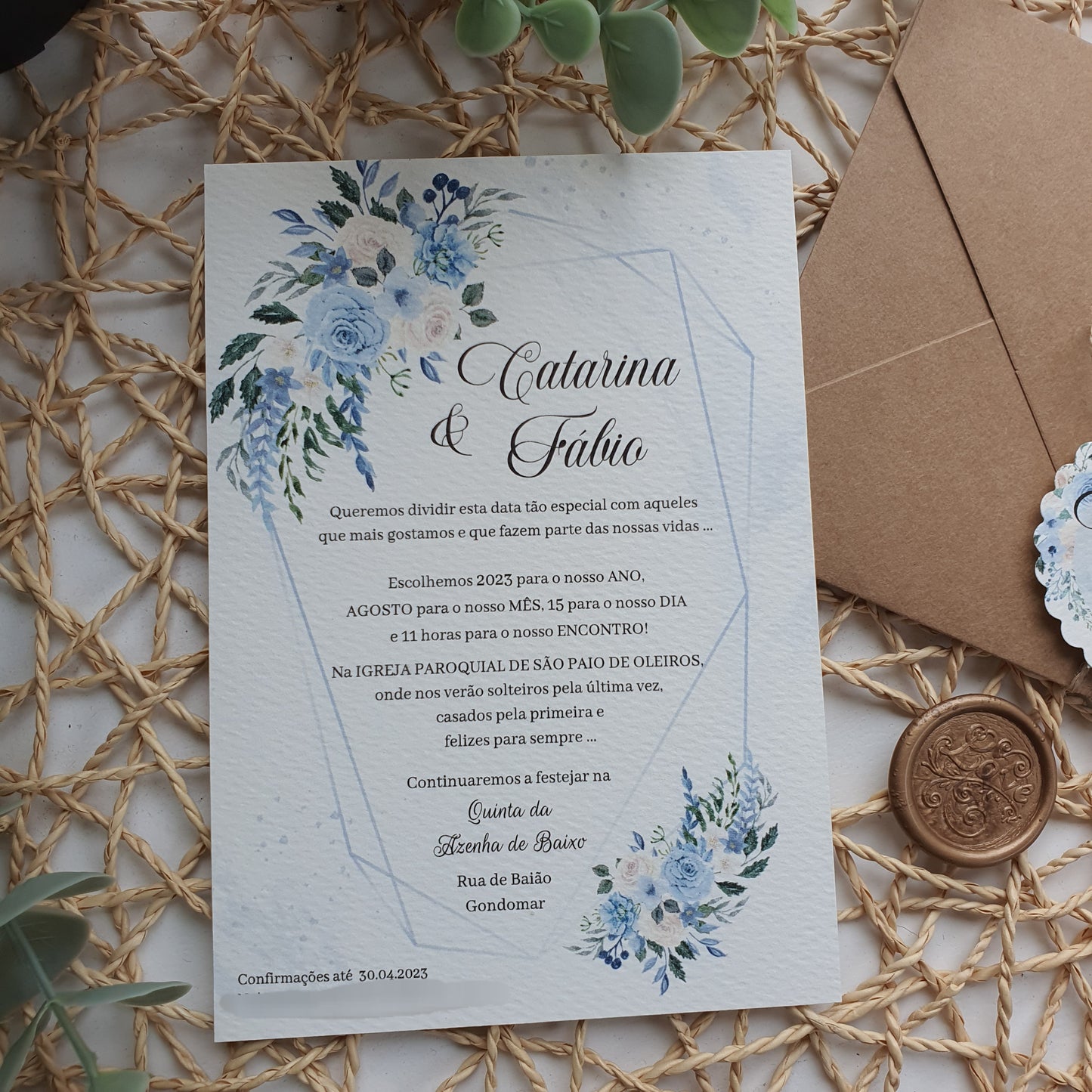 Convite Catarina e Fábio blue serenidade