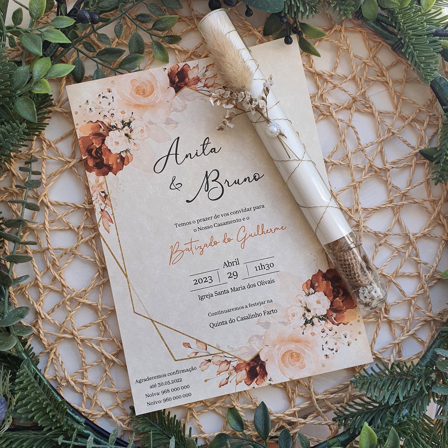 Convite vidro natureza terracota