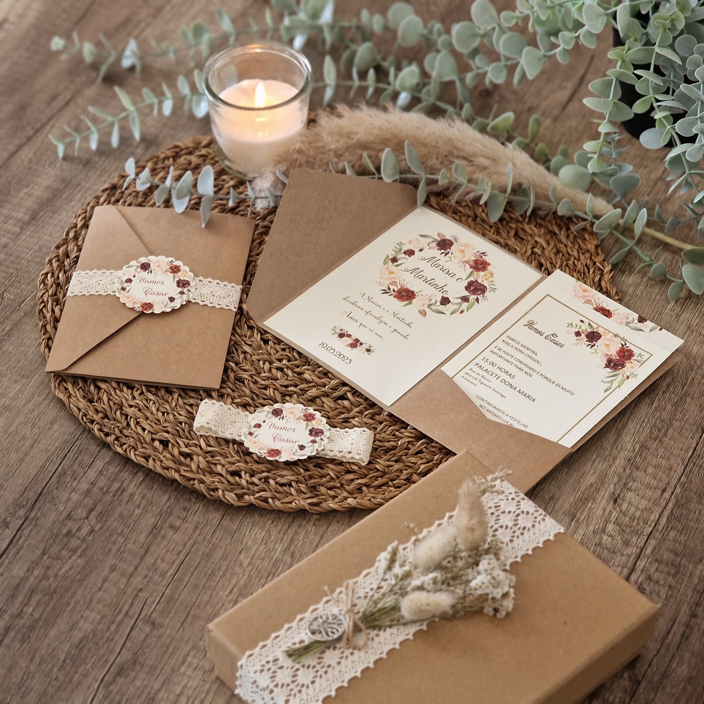 Coffret d'invitation spécial garçons d'honneur Marsala