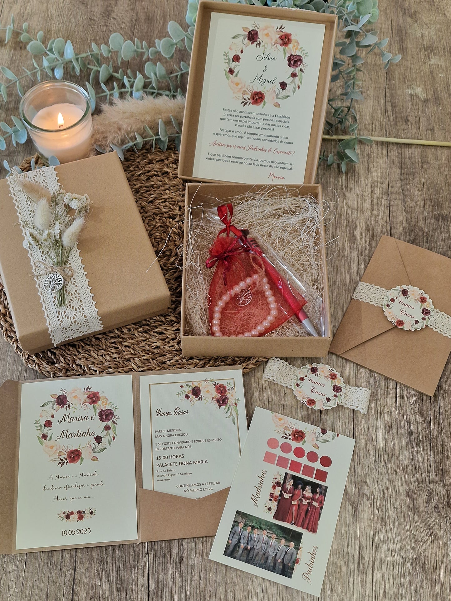 Coffret d'invitation spécial garçons d'honneur Marsala