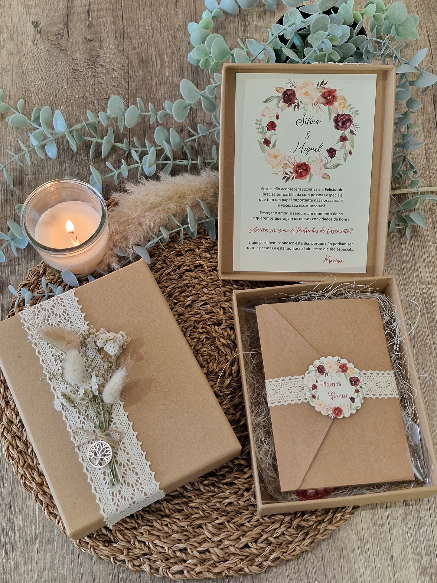 Coffret d'invitation spécial garçons d'honneur Marsala