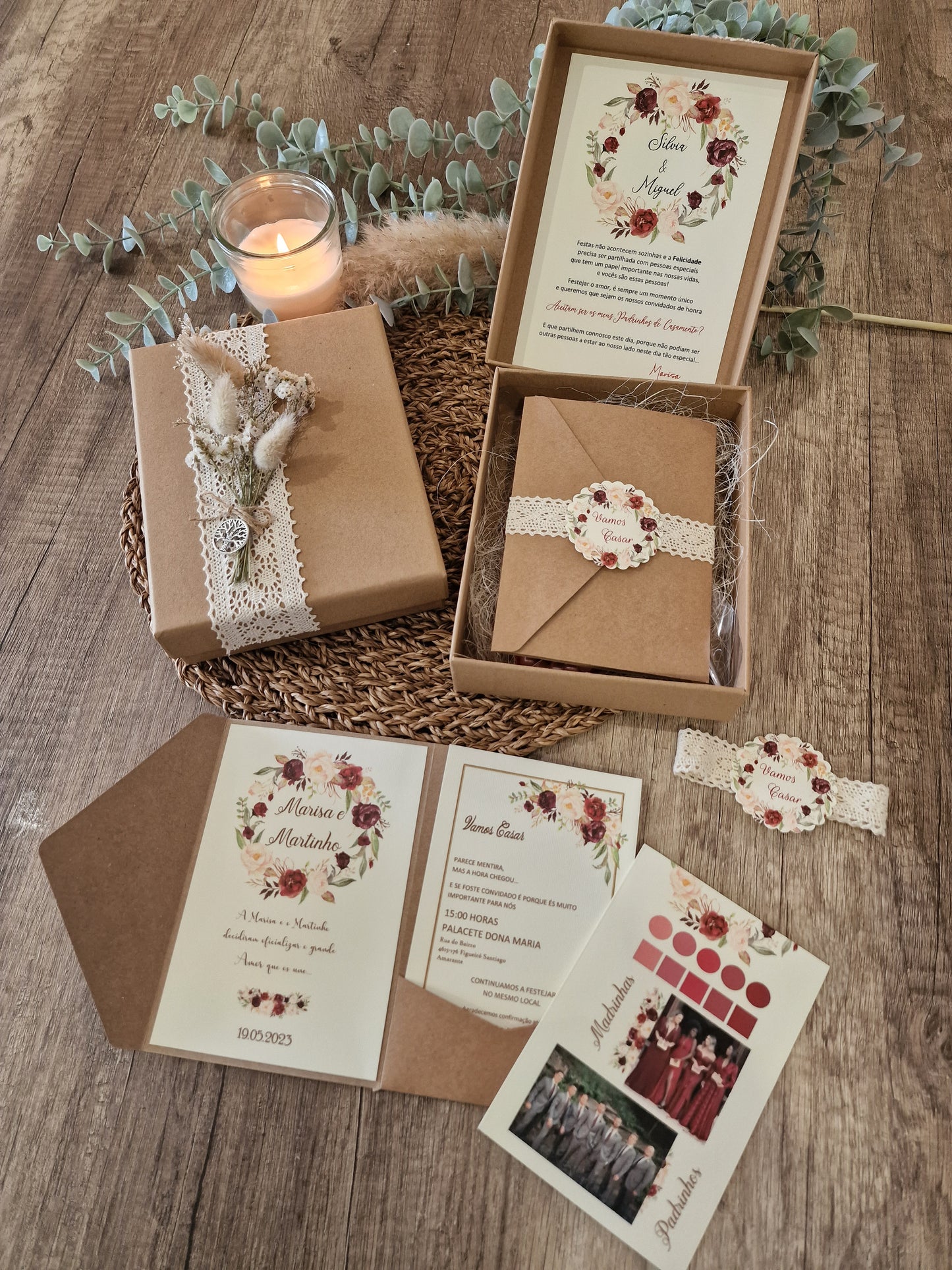 Coffret d'invitation spécial garçons d'honneur Marsala