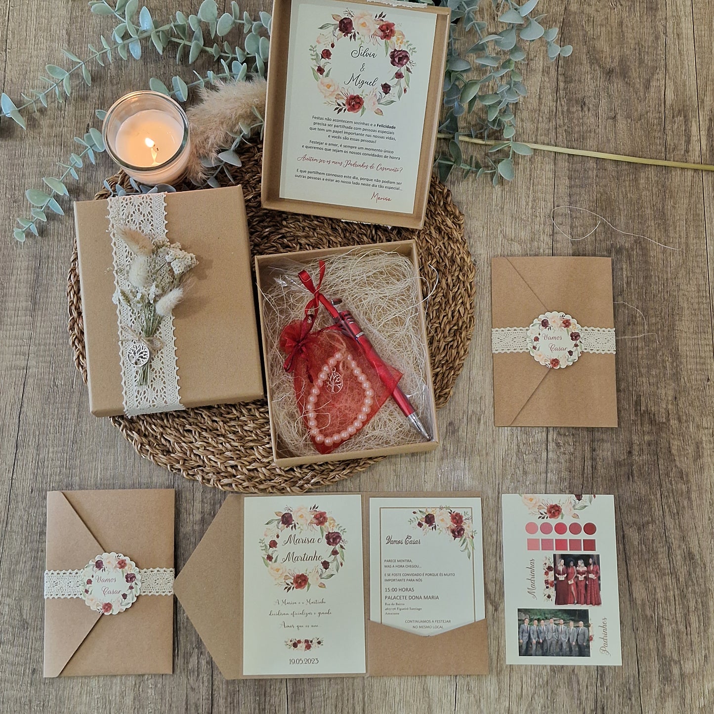 Coffret d'invitation spécial garçons d'honneur Marsala