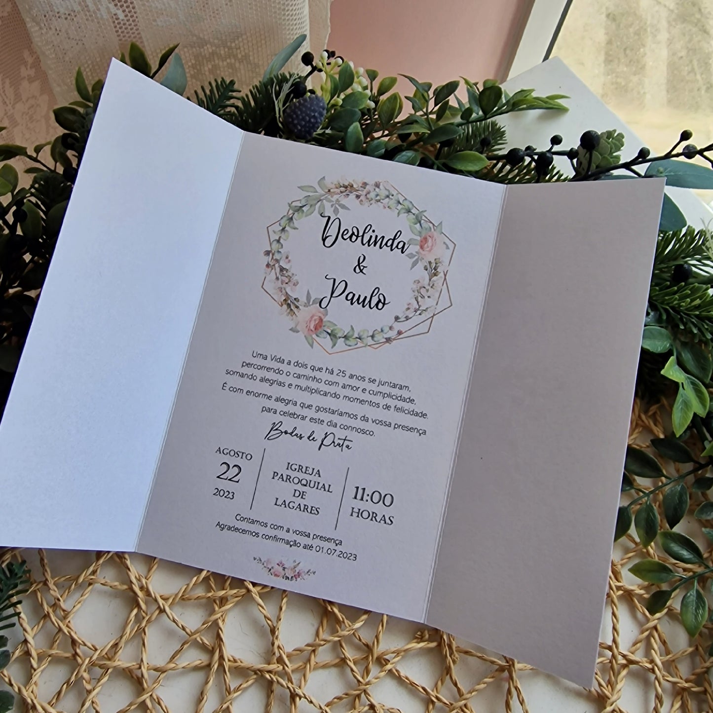 Love roses silver wedding invitation