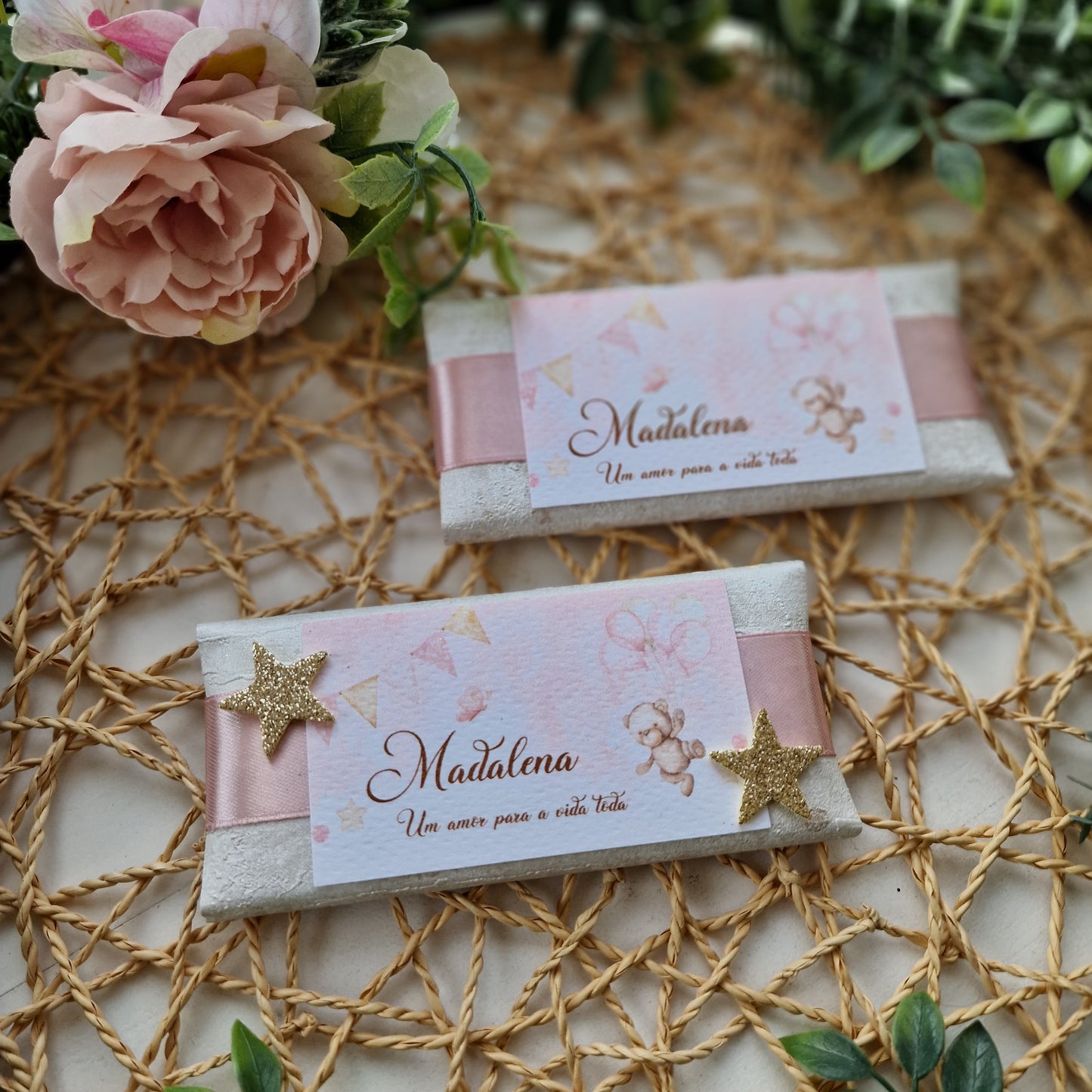 Chocolates mini ursinhos rosa