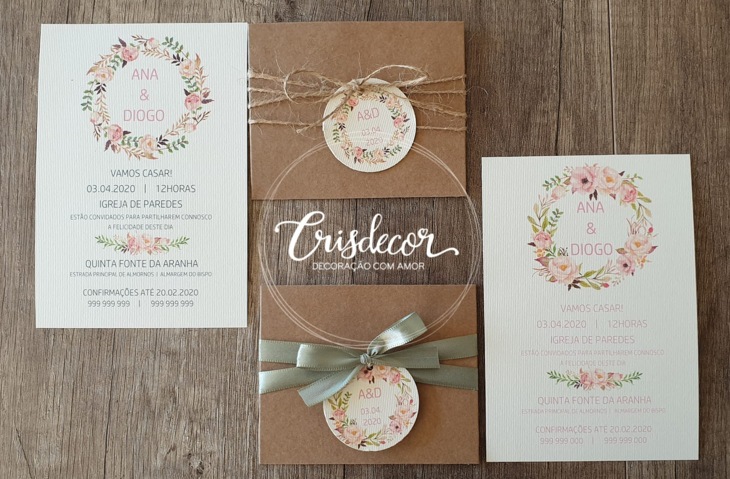 invitation rustique florale