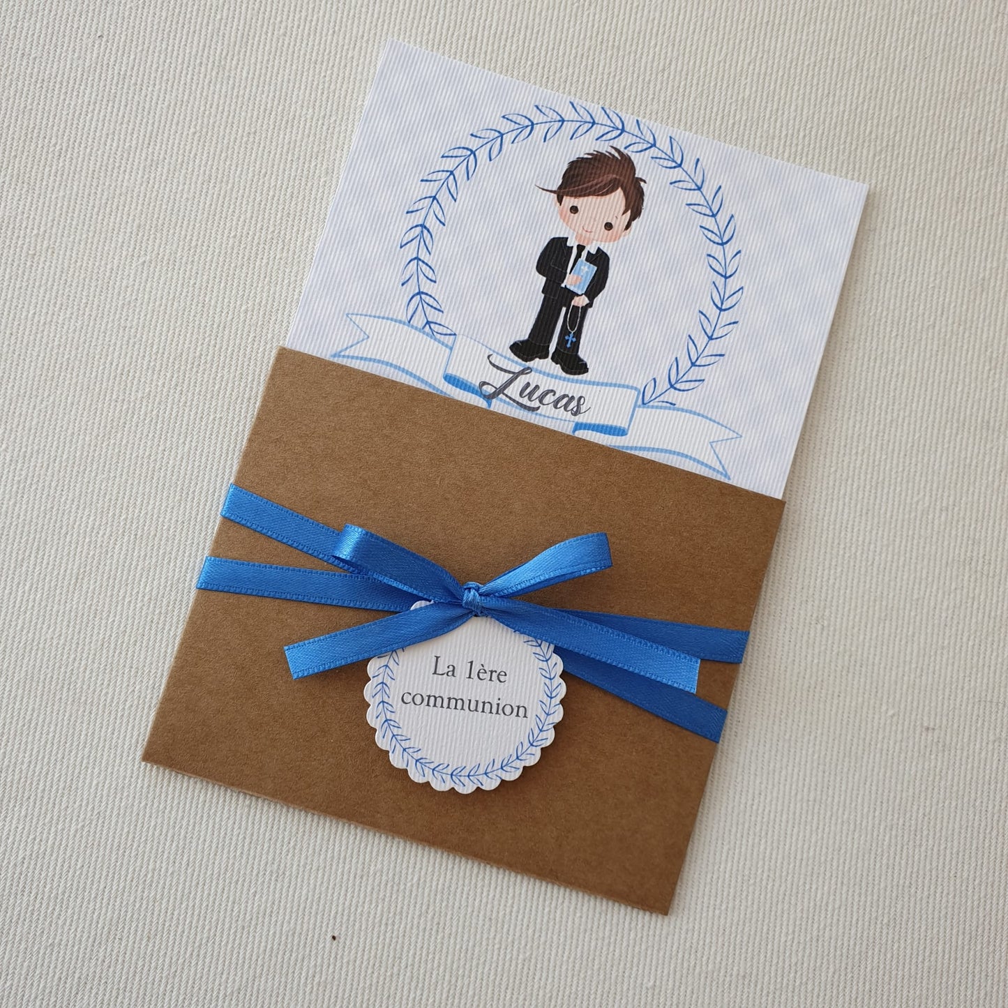 Invitation garçon kraft vintage