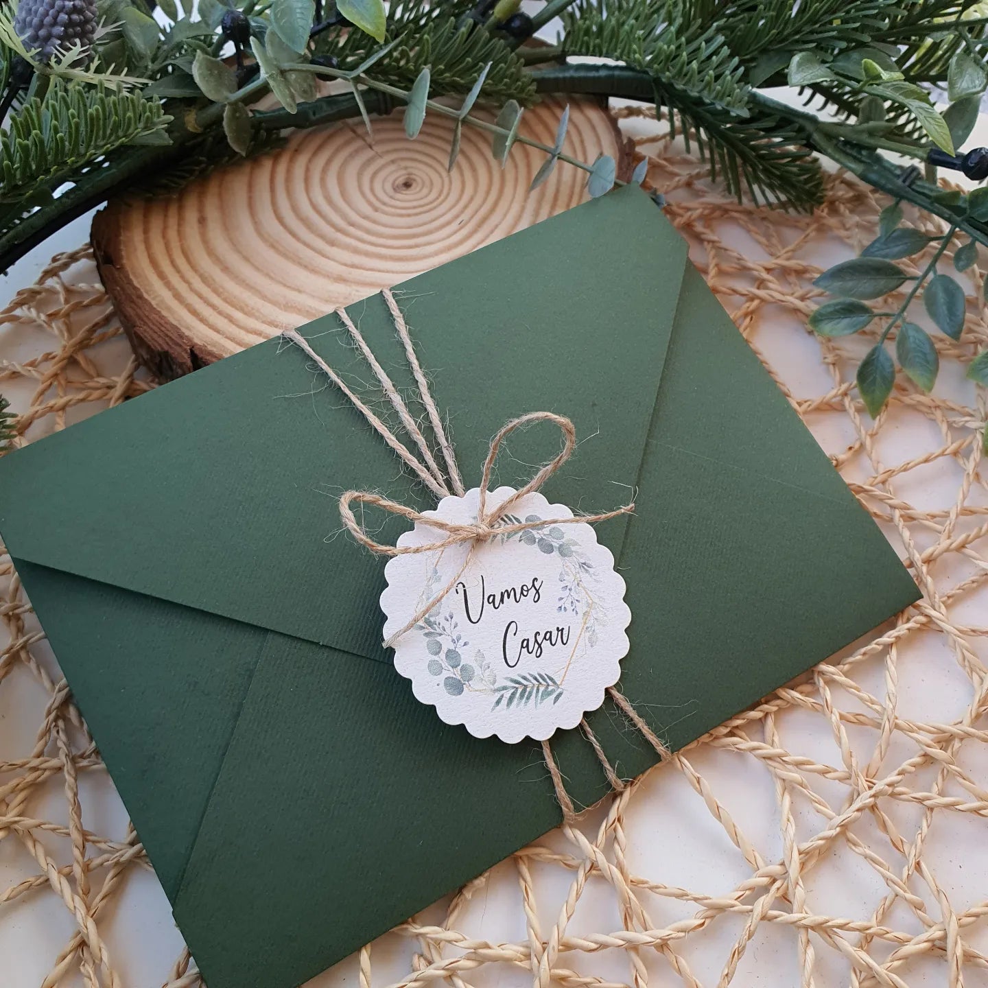 Convite envelope verde natureza ♡