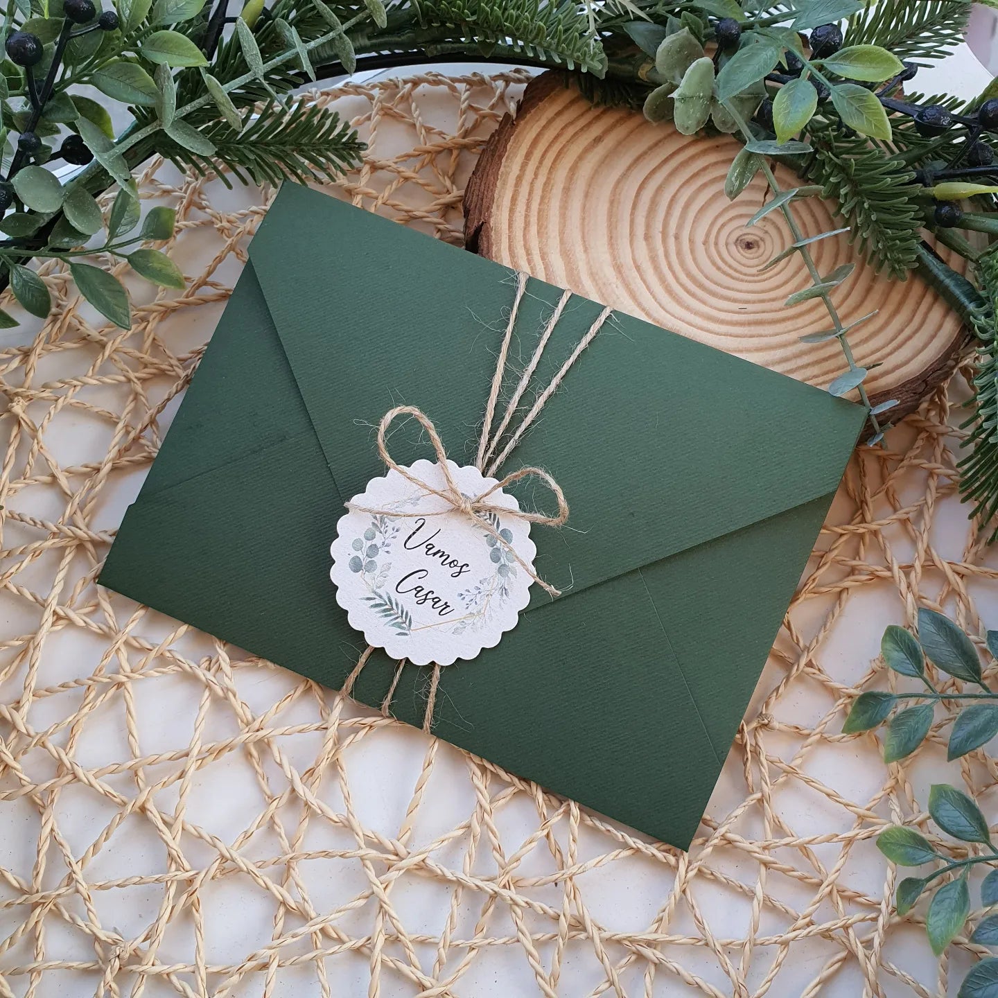 Convite envelope verde natureza ♡