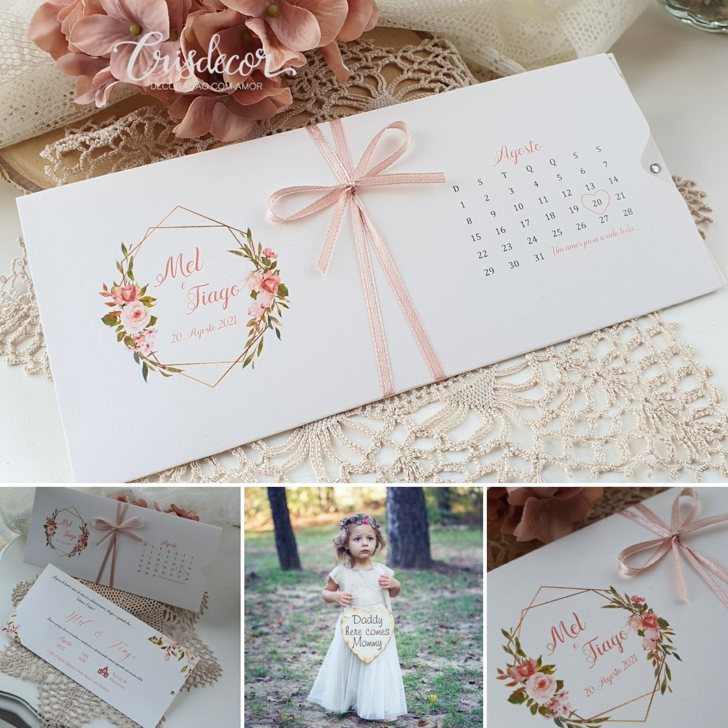 Convite de casamento flores da mel