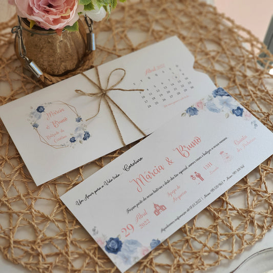 Convite flores blue e blush
