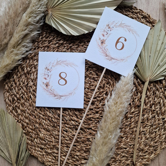 Marcador de mesa pampas and blush com pauzinho