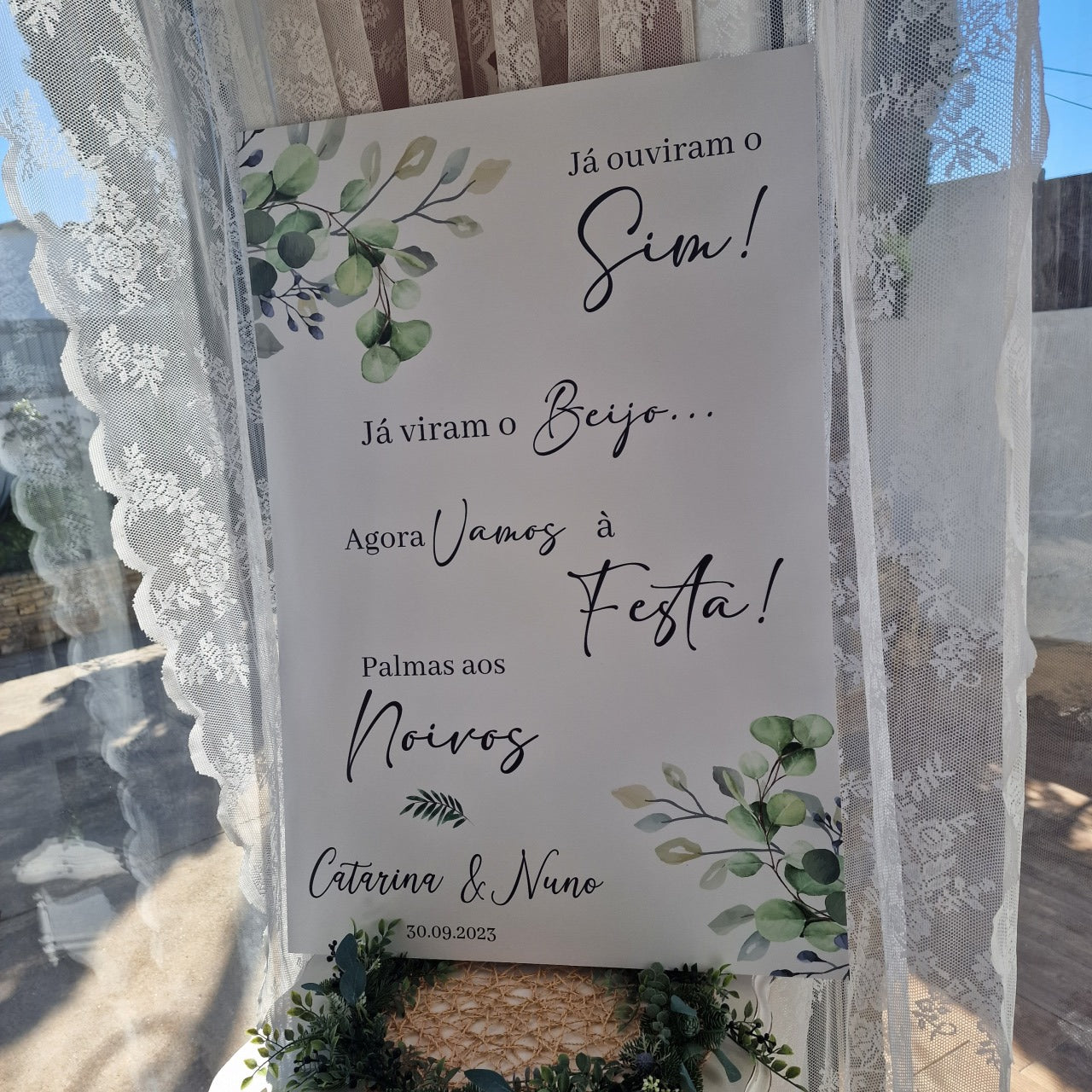 Placa de boas vindas verdes Rita "Já viram o SIM"