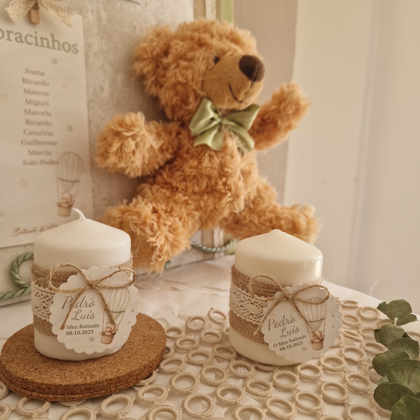 Green teddy bear candles