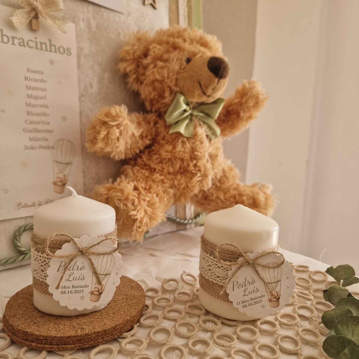 Green teddy bear candles