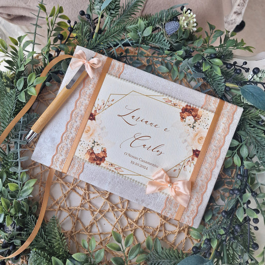 Livro de honra vintage terracota and blush