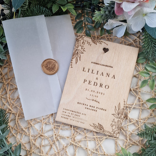 Rustic wooden invitation