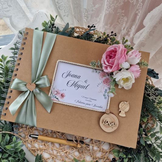 Livro de Honra floral peónias rosas