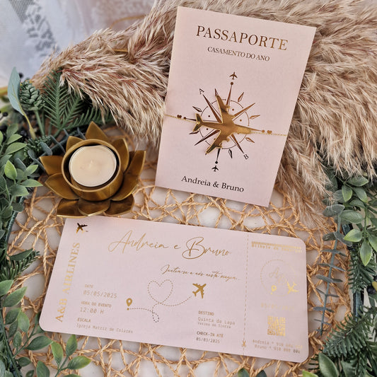 Rose Gold Travel Invitation Andreia &amp; Bruno