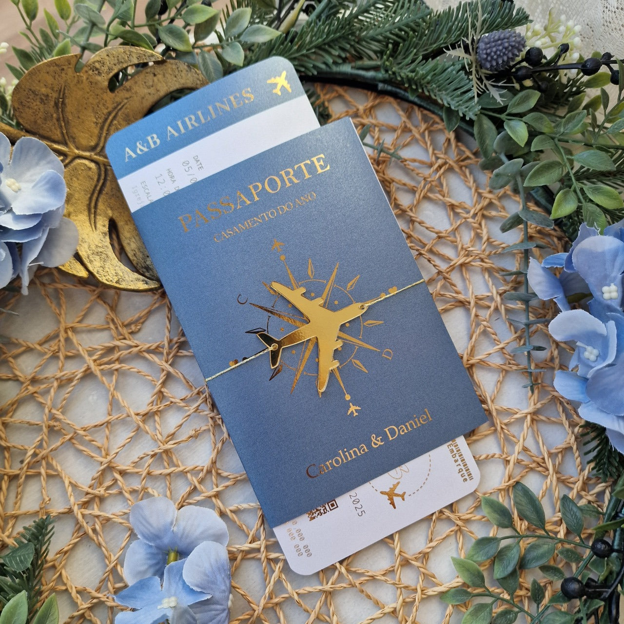 Convite viagem azul escuro