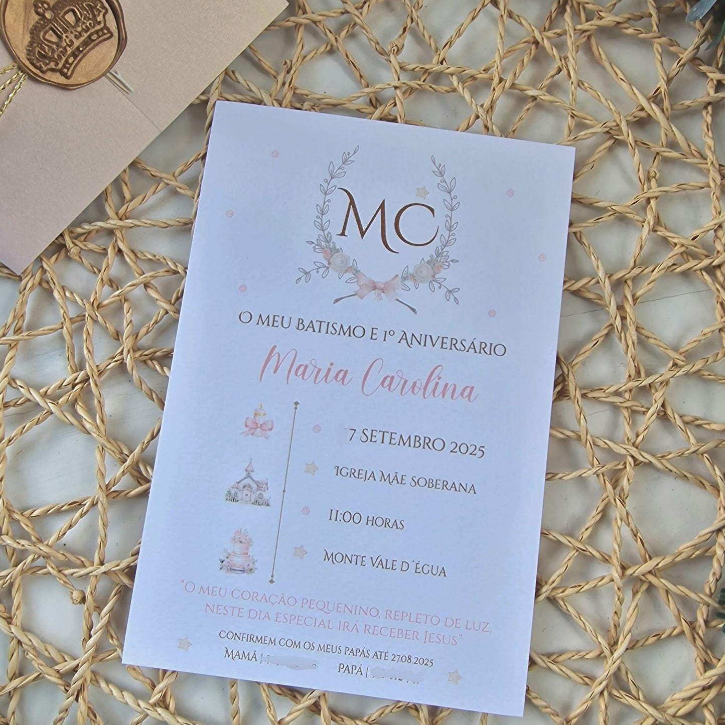 Convite Rose gold da Maria Carolina