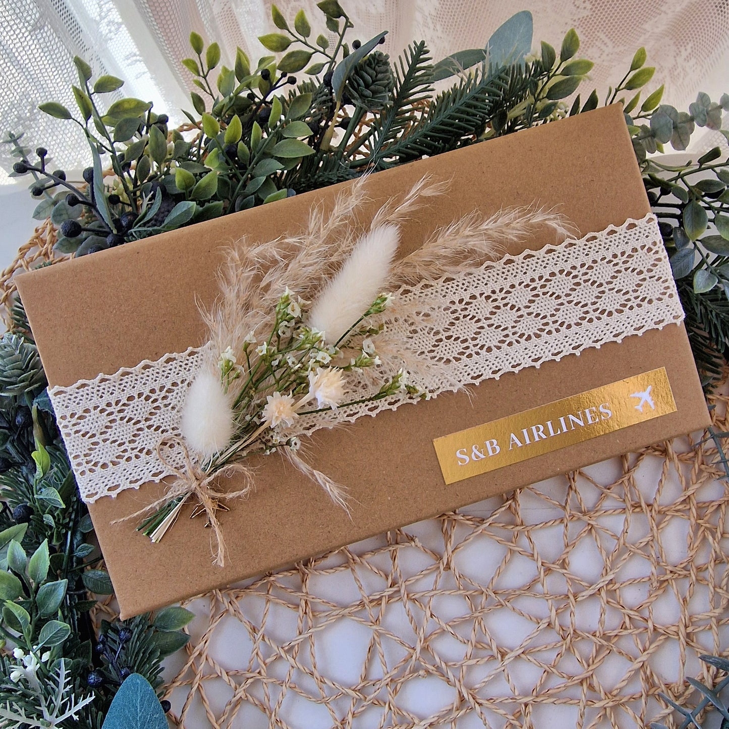 Caixa dedicatória padrinhos viagens gold