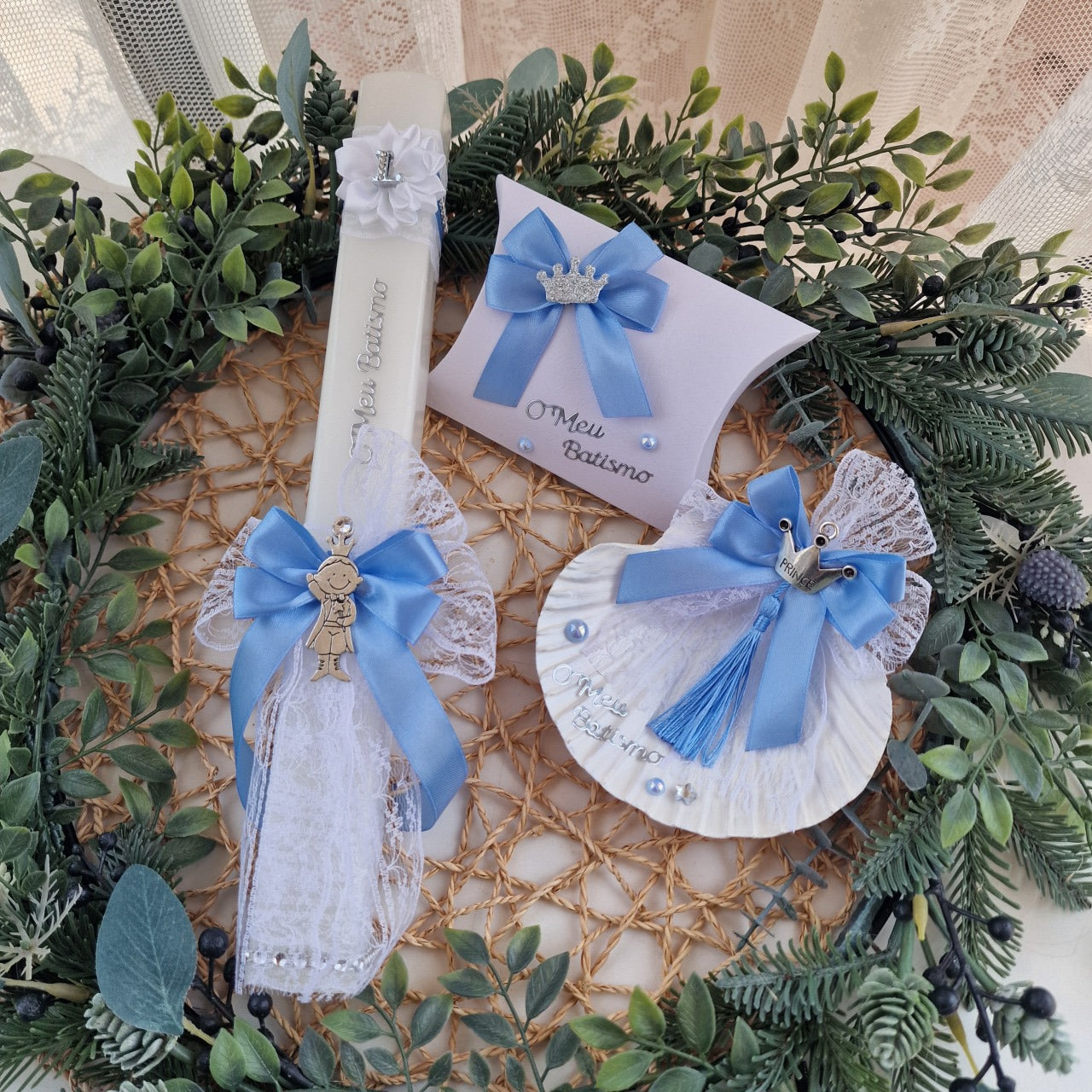 Navy blue christening set