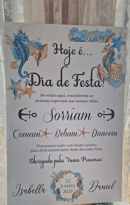 Placa de boas vindas mar