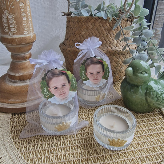 Glass Candle Base with Photo