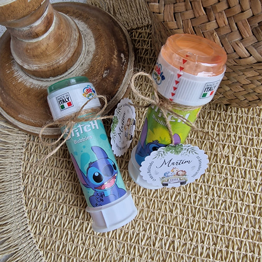 Bolinhas de sabão com etiqueta