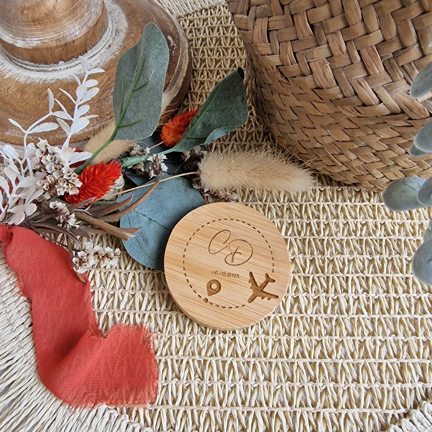 Sac et aimant en bambou