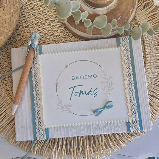 Livro de dedicatórias Layout azul / verde menta
