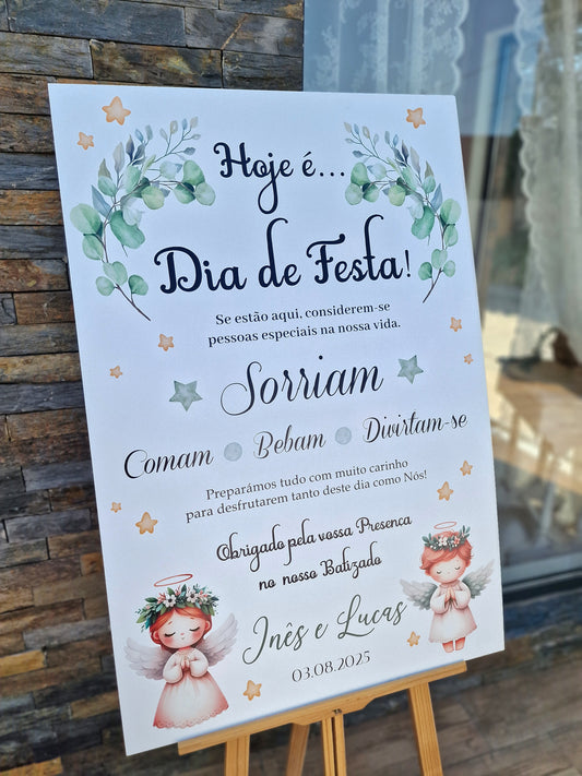 Placar de Boas Vindas Anjinhos Inês e Lucas