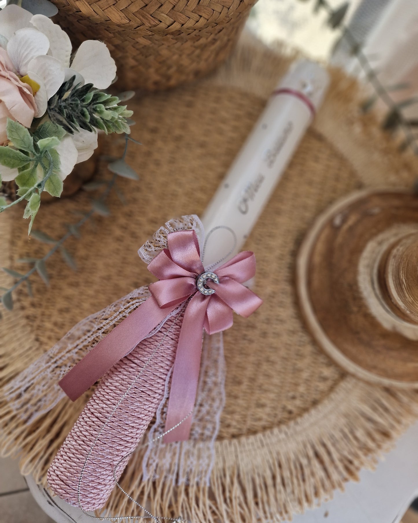 Vela de Batizado personalizada premium com brilhantes