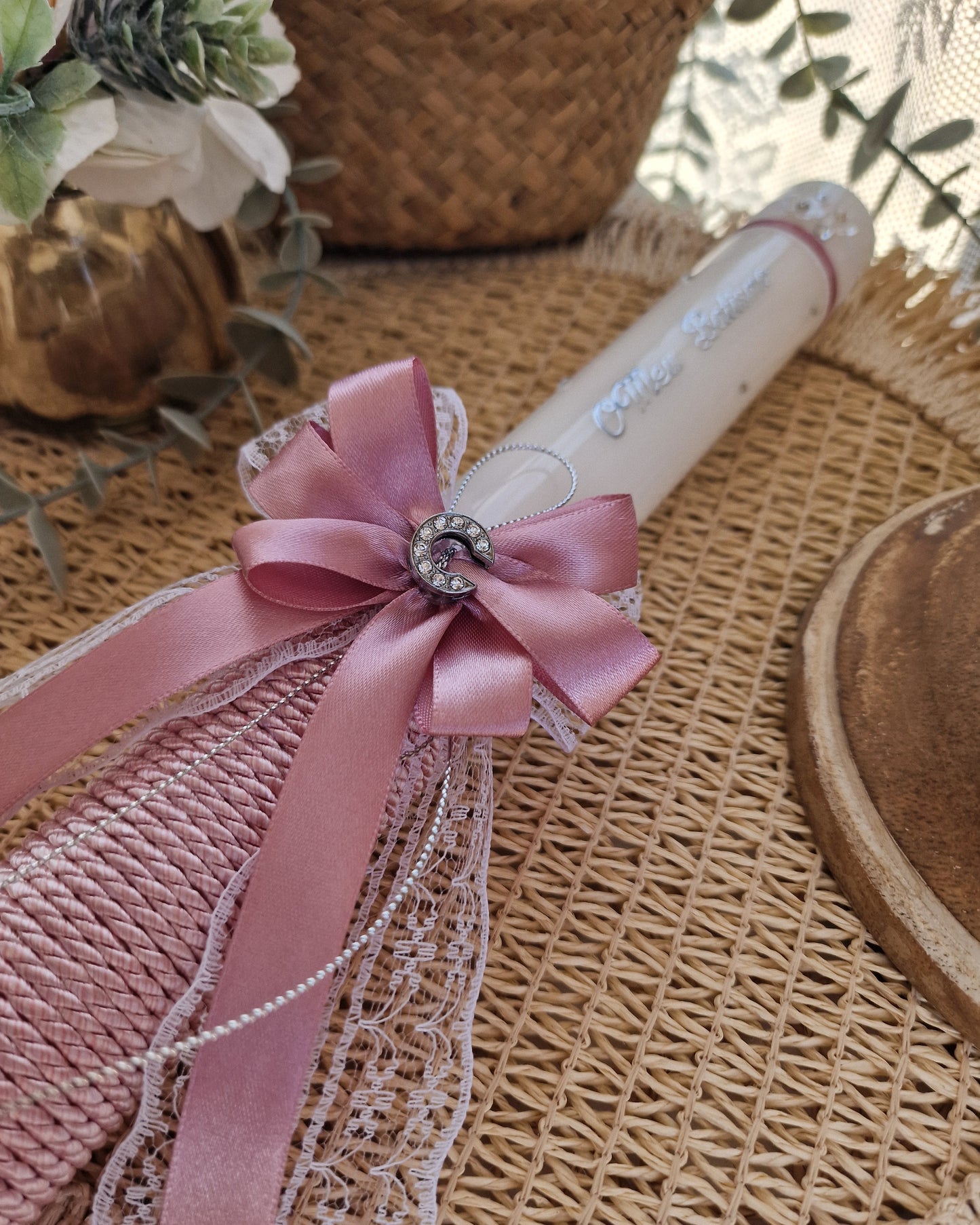 Vela de Batizado personalizada premium com brilhantes