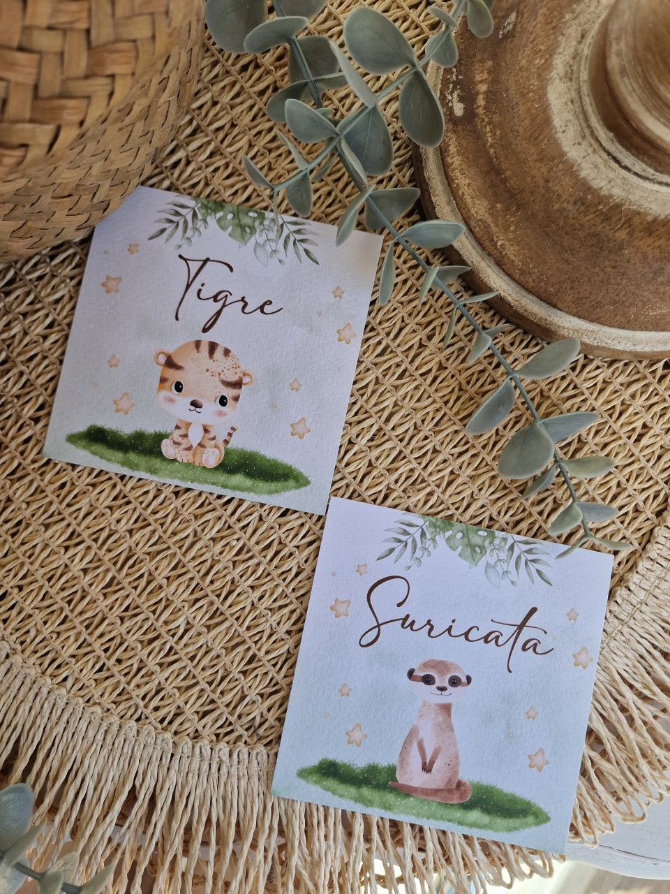 Marcador de mesa animais da selva