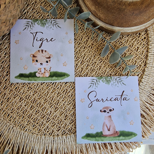 Marcador de mesa animais da selva