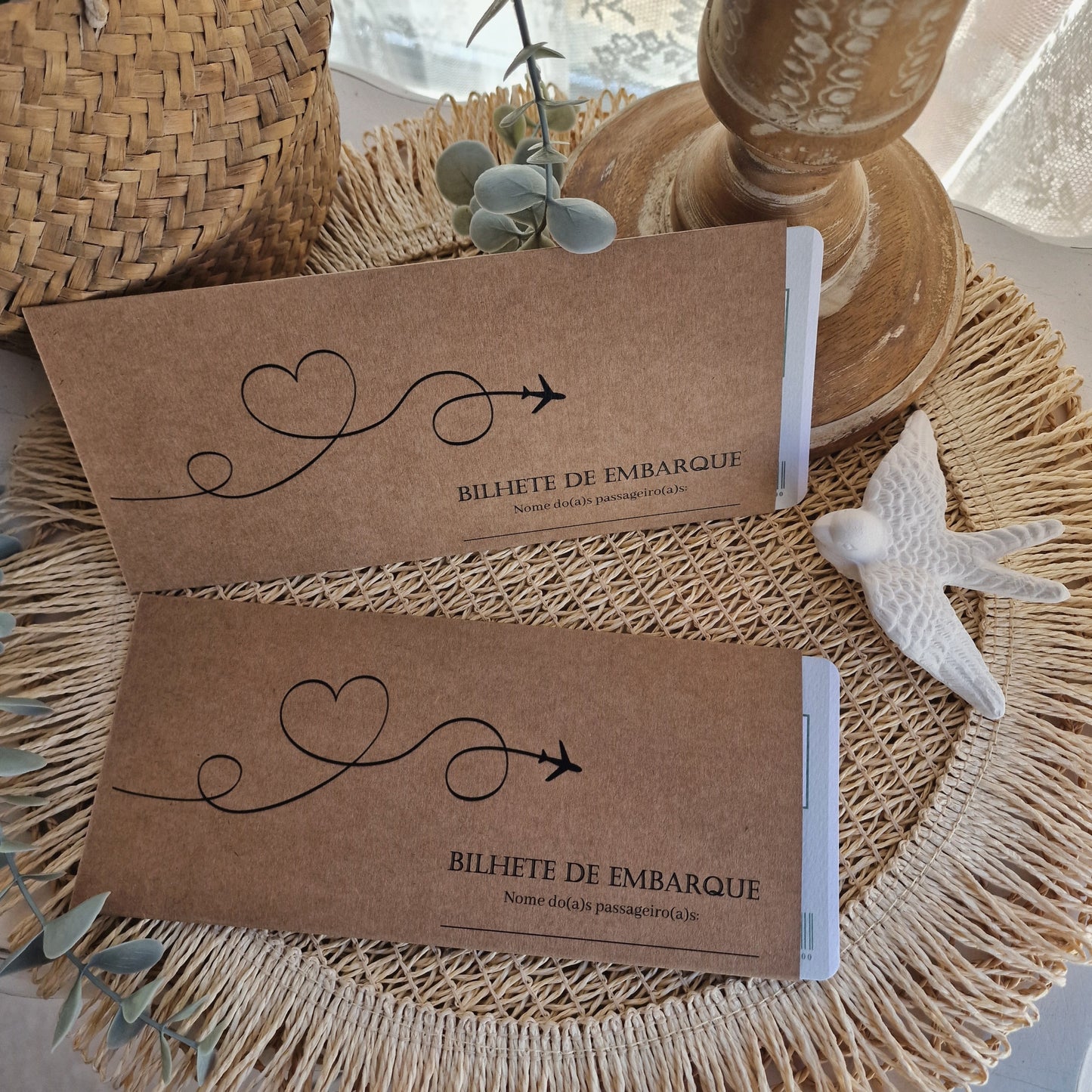 Convite Viagens verde sage and rose