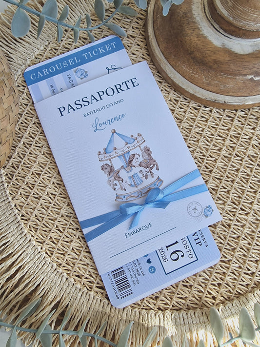 Convite passaporte cavalinho azul