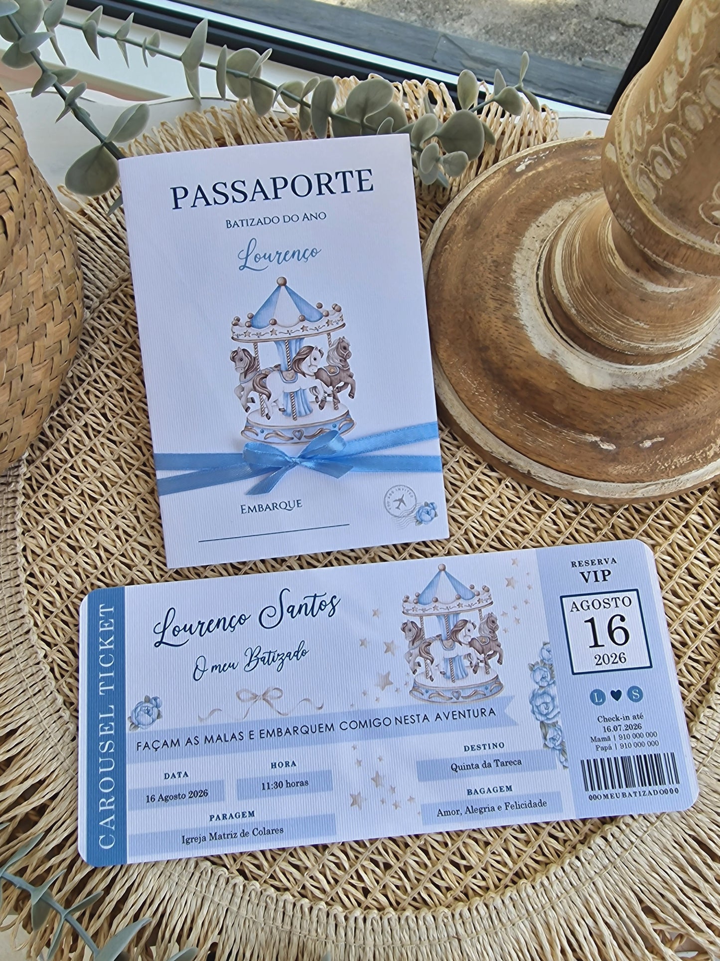 Convite passaporte cavalinho azul