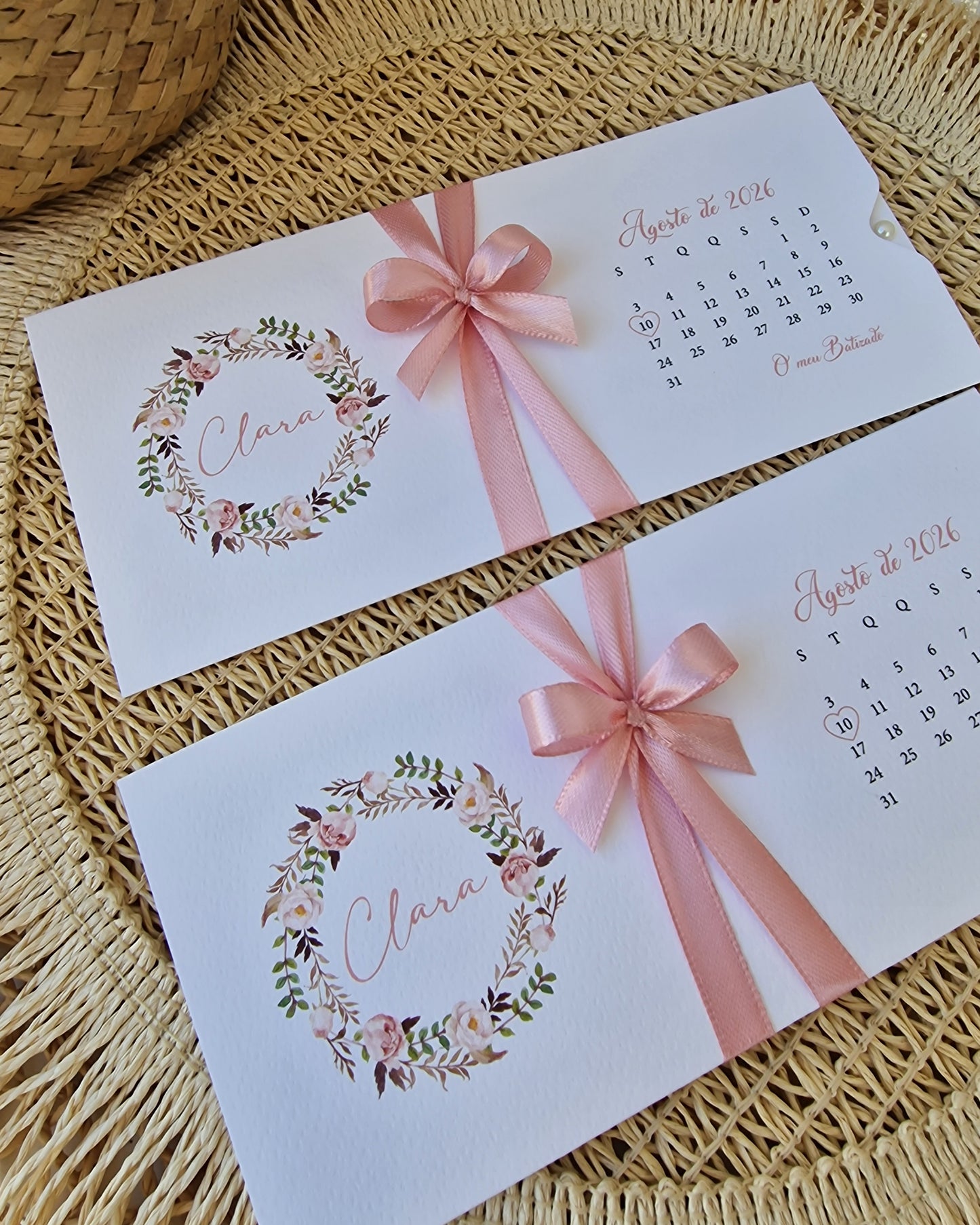 Convite floral rosado vintage da Clara