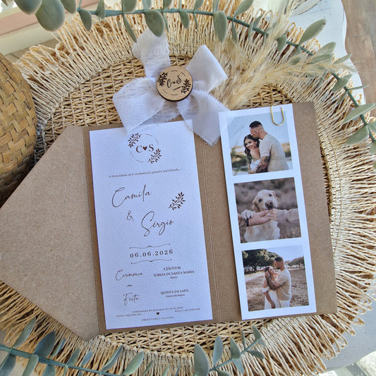 Convite elegância natural Camila & Sérgio