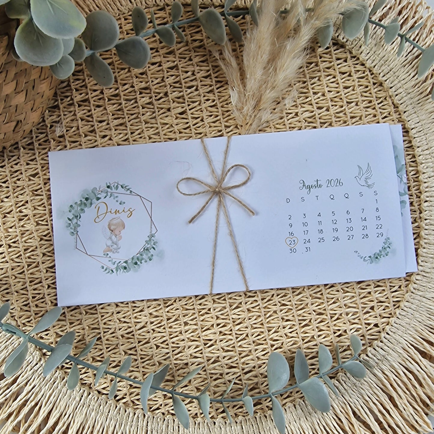 Convite de batizado anjinho Dinis