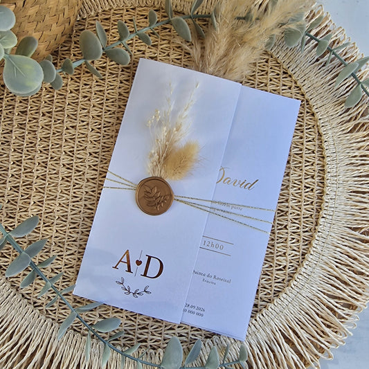 Convite white and gold Ana & David