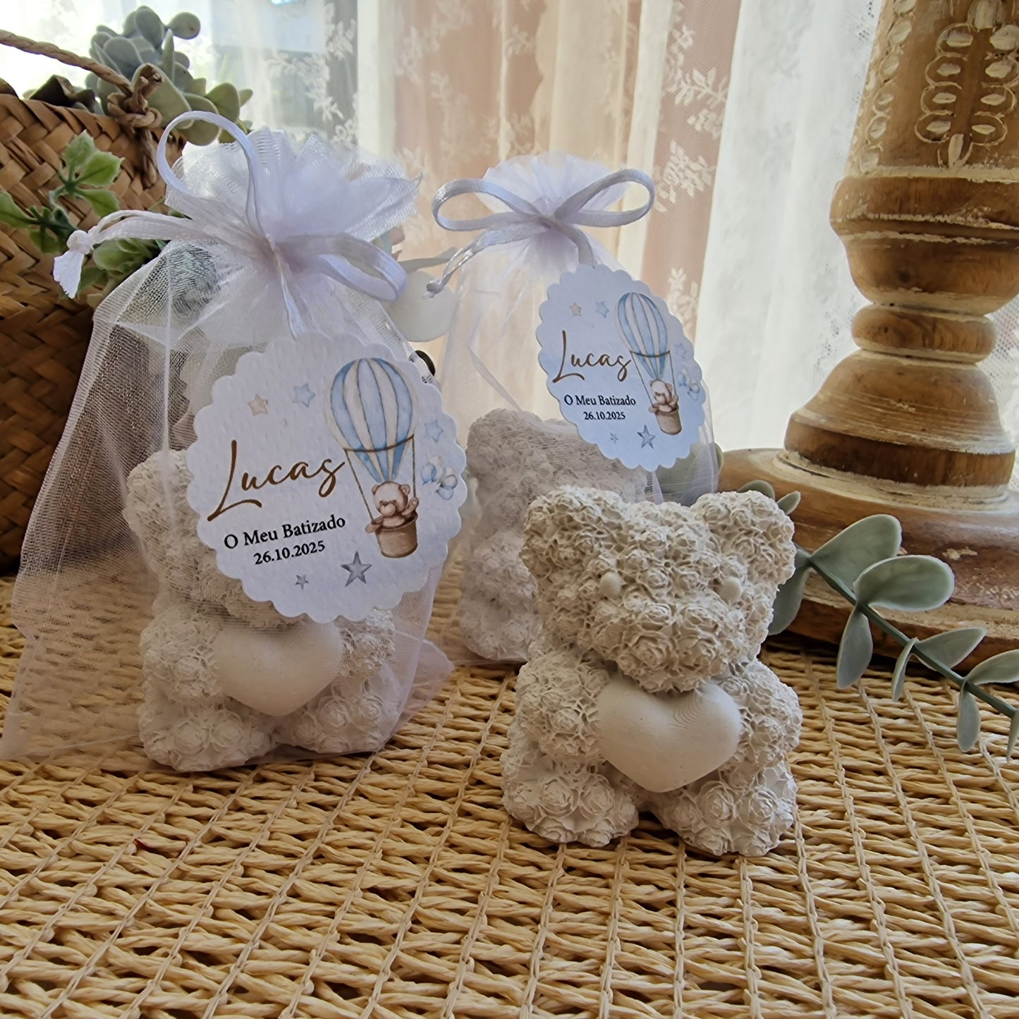 Ursinho Floreado Perfumado em Gesso