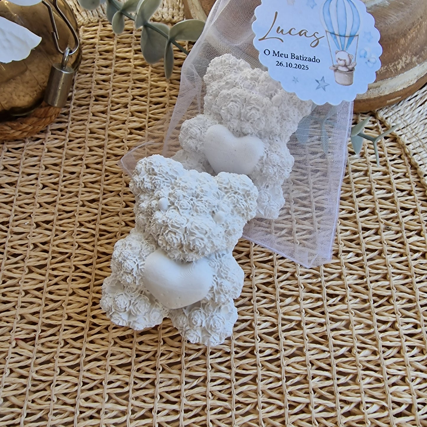 Ursinho Floreado Perfumado em Gesso