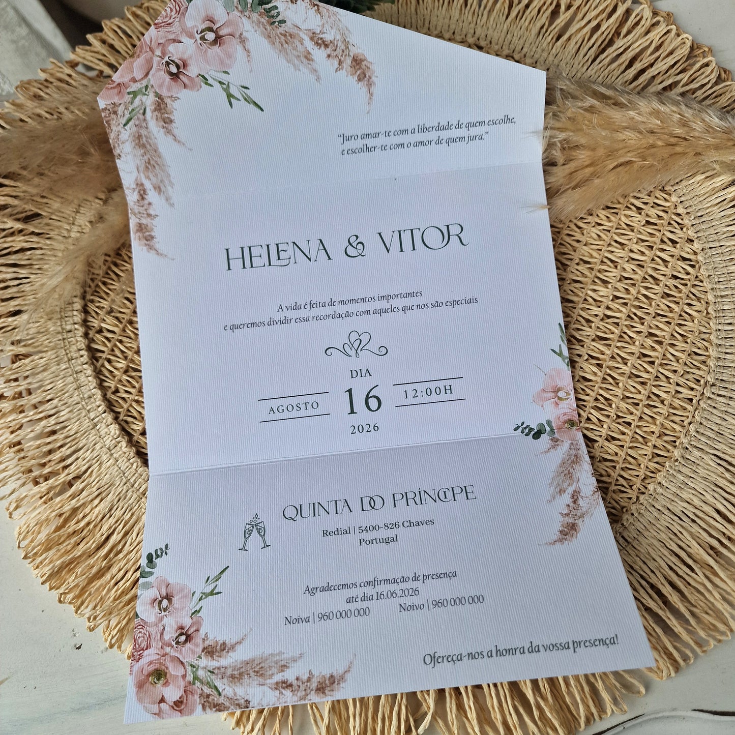 Convite 28/30 pampas Helena & Vítor