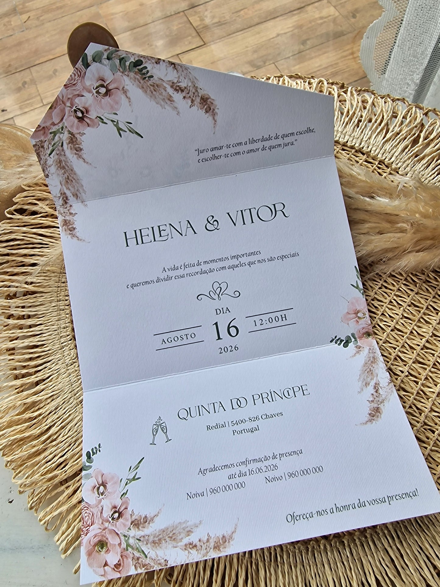 Convite 28/30 pampas Helena & Vítor